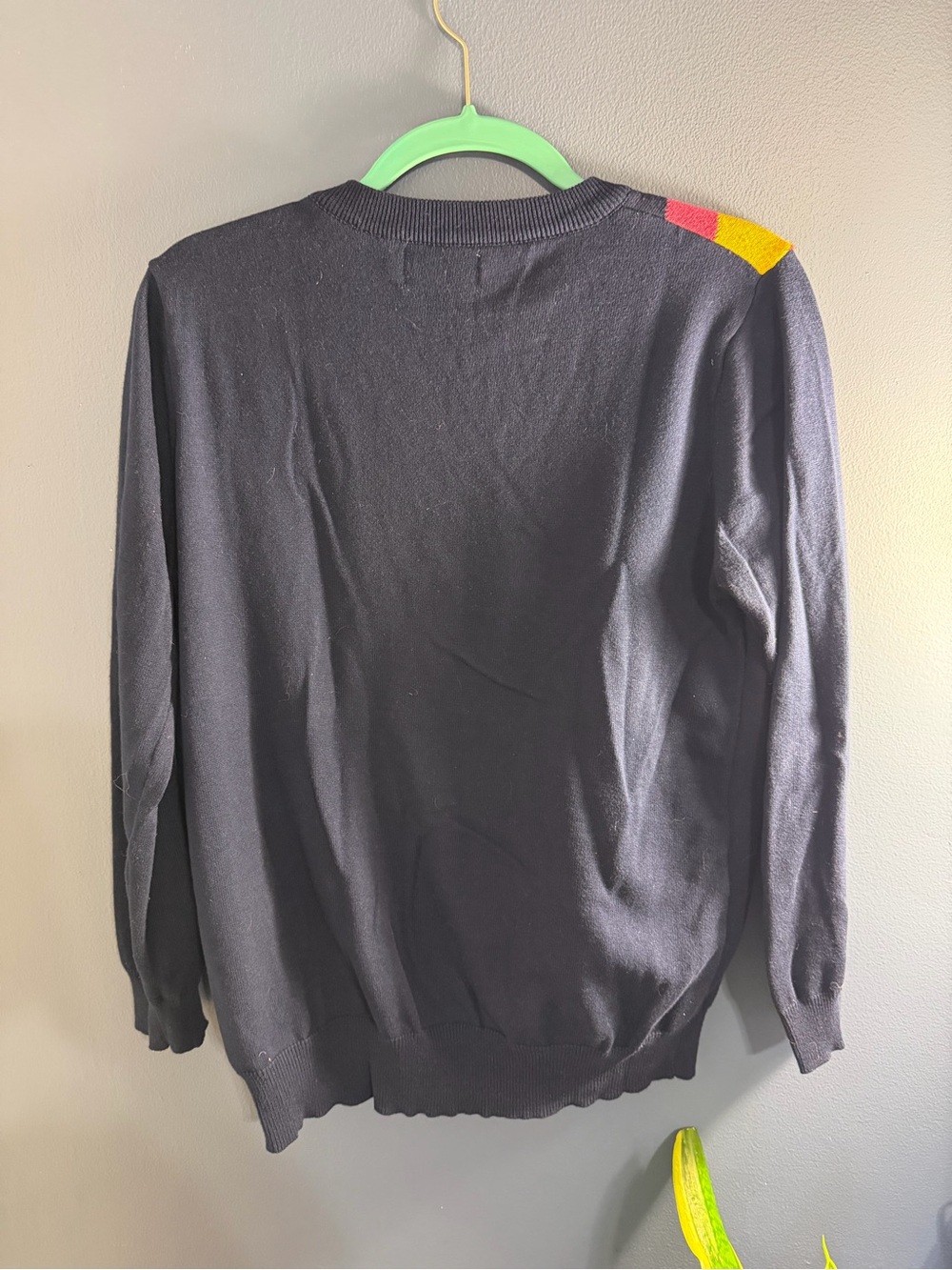 OXKNIT Women's Crew Neck Sweater in Navy with Multicolor Wave Large - Picture 5 of 5
